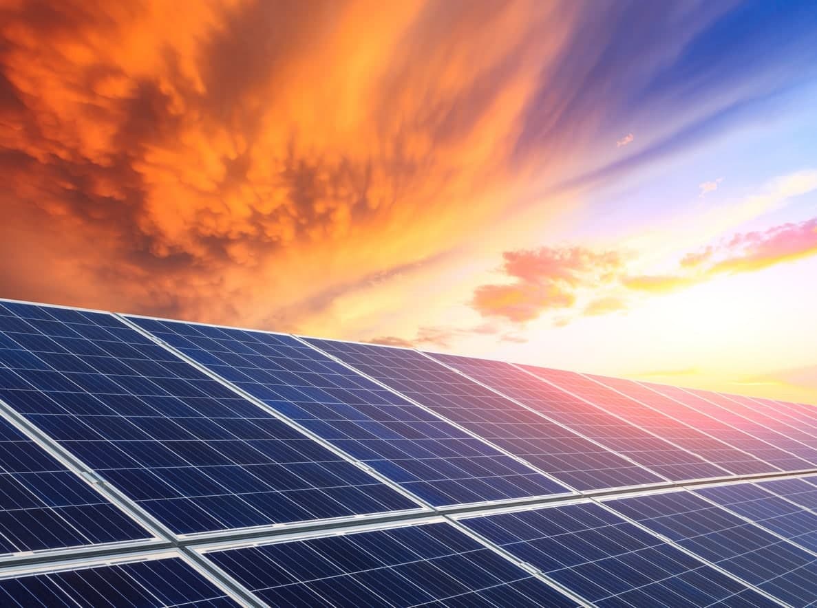 Paneles solares al atardecer